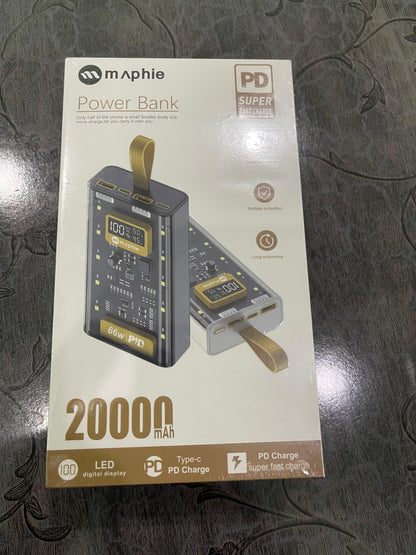 Maphie 20000mAh Transparent Power Bank | Fast Charging | Dual USB
