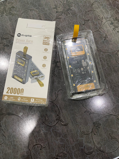 Maphie 20000mAh Transparent Power Bank | Fast Charging | Dual USB
